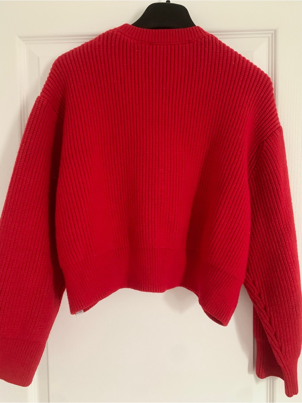 Zara Bright Red Ribbed Crewneck Sweater - Picture 5 of 8